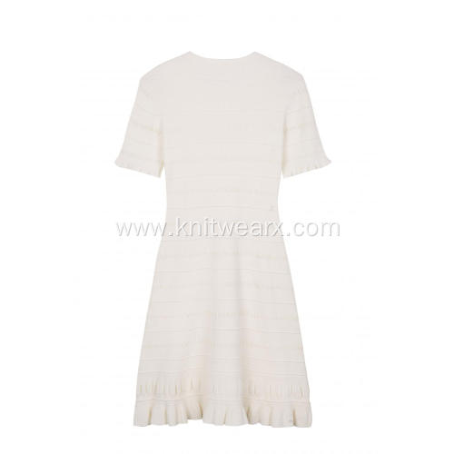 Women's Knitted Short Sleeve Stretchable Midi Dress